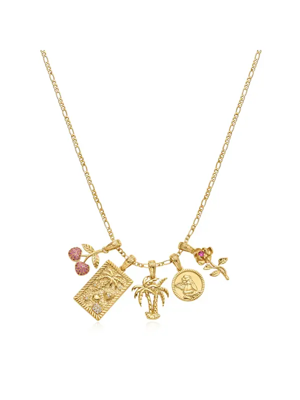 Women's Cherry Square Pendant Necklace - Geocici.com 