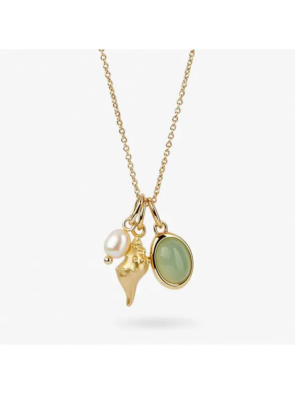 Womens Vintage Jade Shell Conch Necklace - Geocici.com 