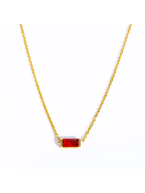 Women's Square Crystal Pendant Necklace - Geocici.com 