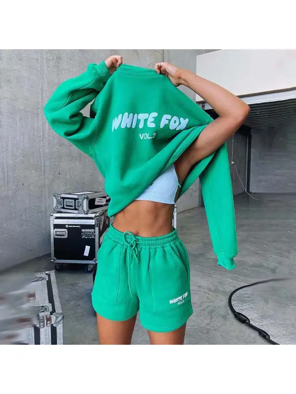 Fashion Street Trend Letter English Print Sweatshirt Sweatpants Set - Cominbuy.com 