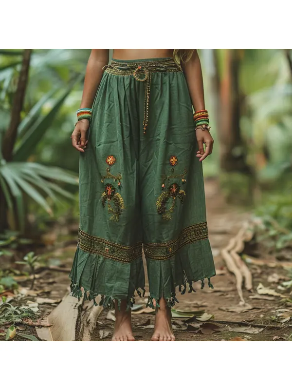 Retro Casual Resort Ethnic Print Trousers - Cominbuy.com 