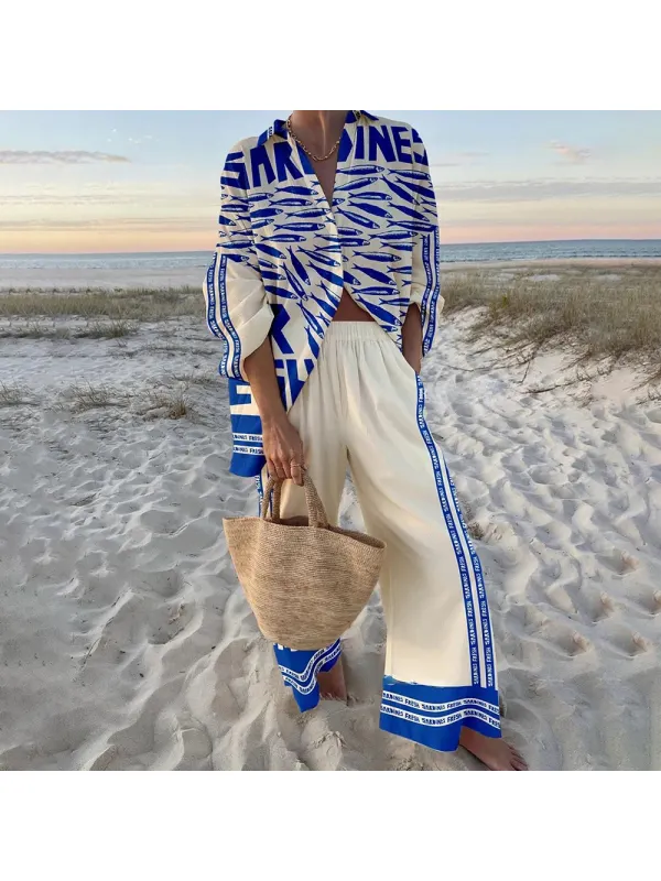 Sardine Pattern Print Two Piece Set - Realyiyi.com 