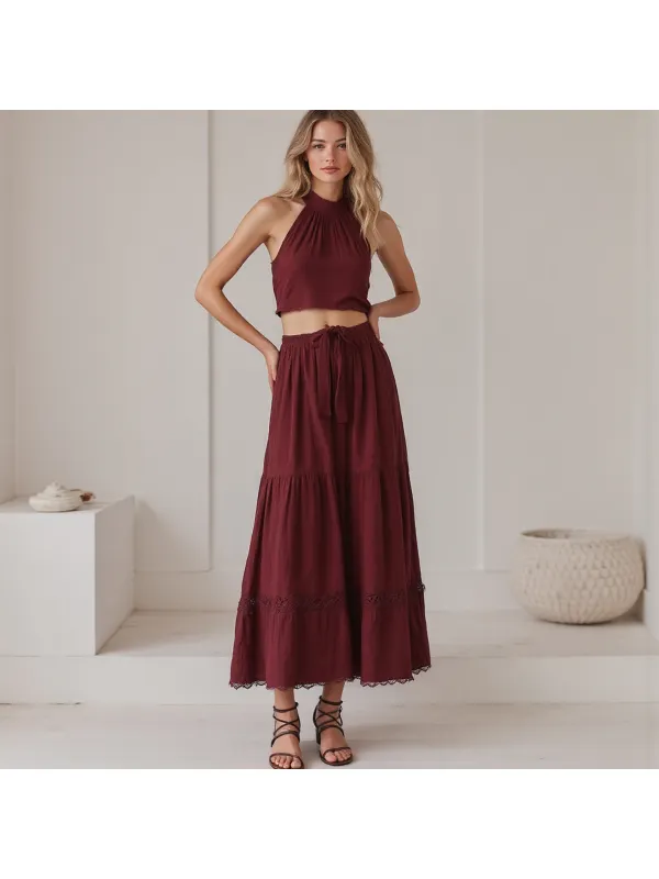 Women's Elegant Vintage Lace Dress Set - Viewbena.com 