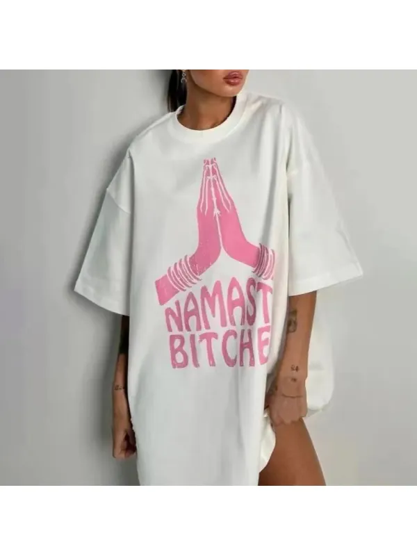 Dopamine Printed Cotton Crew Neck T-shirt - Cominbuy.com 