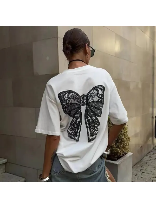 Personalized Sexy Lace Printed Short Sleeve T-Shirt - Cominbuy.com 