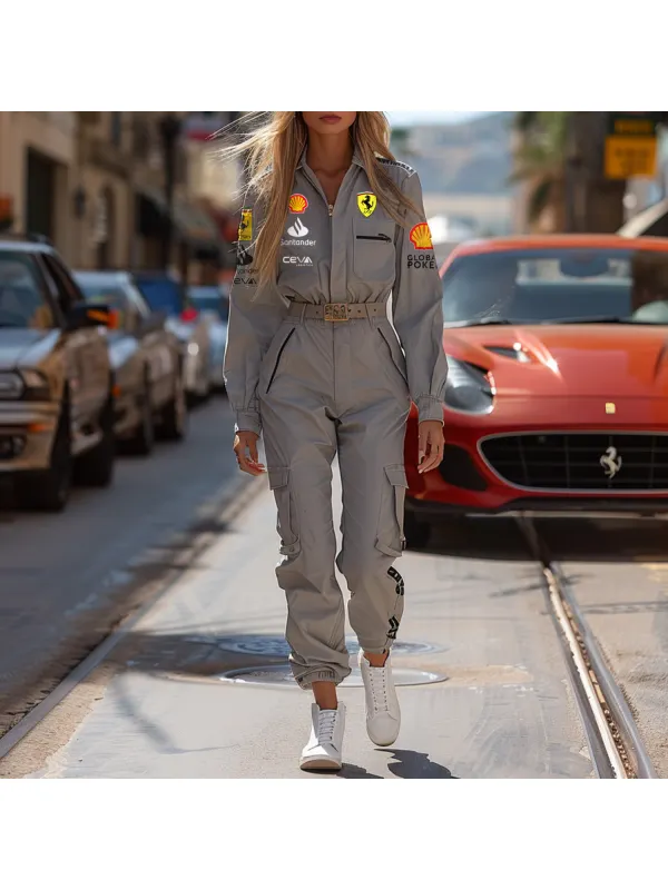 Street Casual Racing Long Sleeve Jumpsuit - Cominbuy.com 