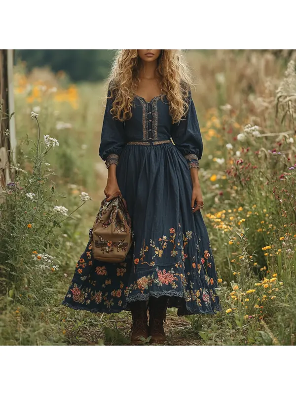 Women's Resort Casual Bohemian Style Maxi Dress - Realyiyi.com 