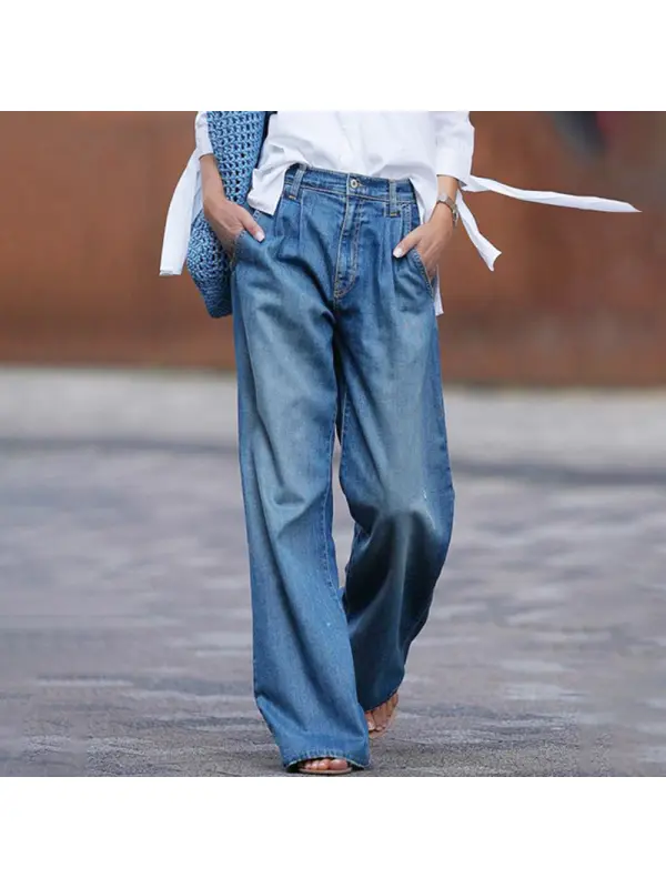Nostalgic High Waisted Wide Leg Jeans - Machoup.com 