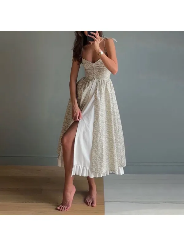Beach Vacation Printed Sling Dress - Geocici.com 