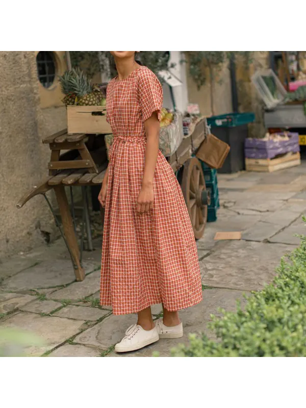 Beach Check Print Dress - Realyiyishop.com 