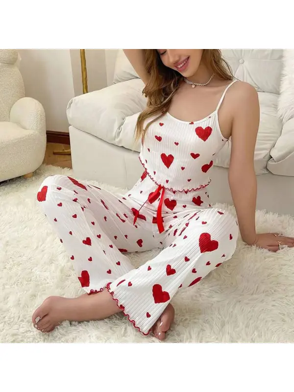 Sexy Pajamas Two Piece Set Black And White Ladies Trousers Pajamas Camisole - Cominbuyshop.com 