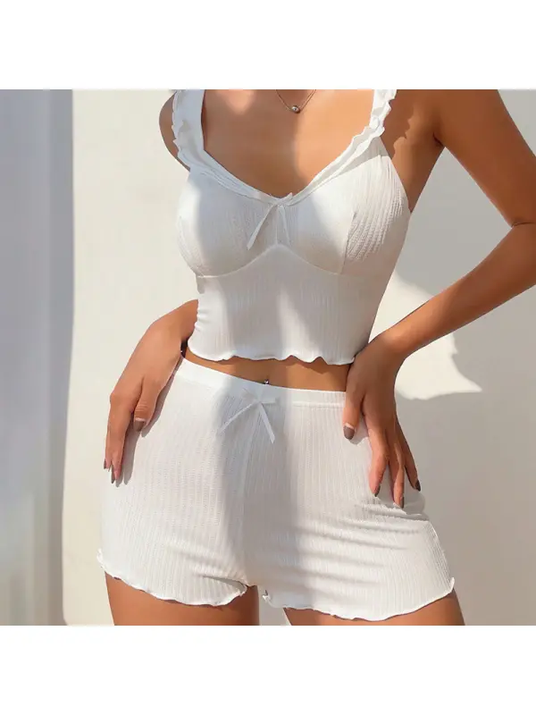 Sexy Pajamas Two Piece Set Black And White Ladies Summer Sexy Pajamas Camisole - Cominbuyshop.com 