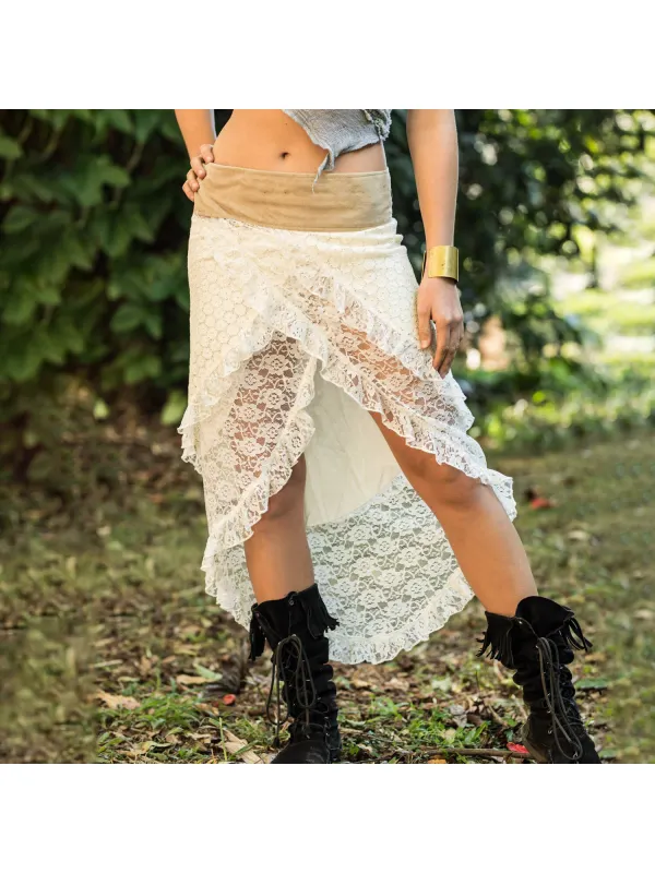 Casual Lace Irregular Design Skirt - Geocici.com 