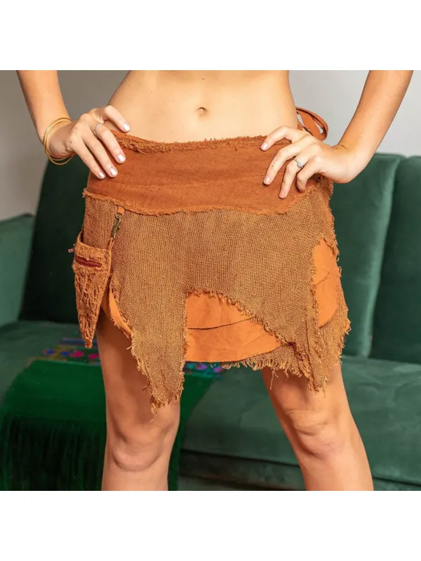 Cotton And Linen Bohemian Retro Short Skirt - Viewbena.com 