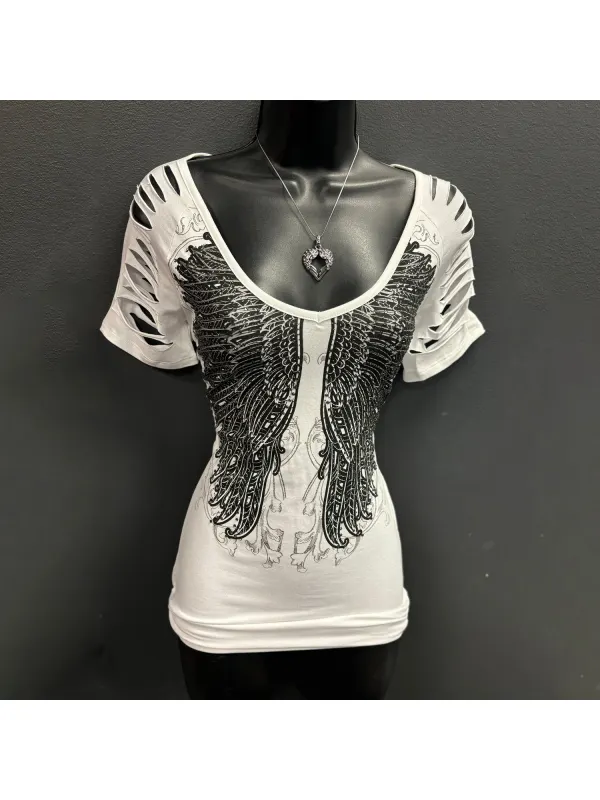 Gothic Dark Print Tight T-shirt - Geocici.com 