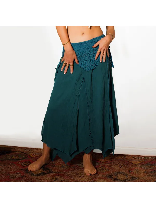 Lace Cotton And Linen Design Bohemian Retro Skirt - Geocici.com 