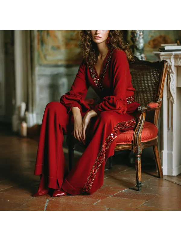 Women's Elegant Long-sleeved Trousers Suit Casual Loose And Comfortable Home Comfort Suit - Hoplady.chimpone.com 