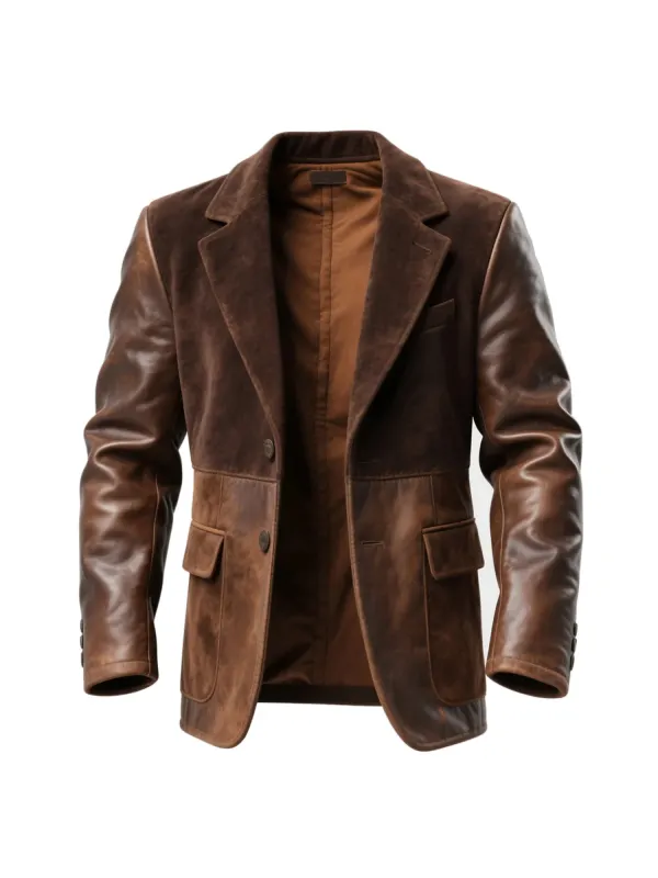 Men's Western Vintage Suede And Leather Jacket - Hoplady.chimpone.com 