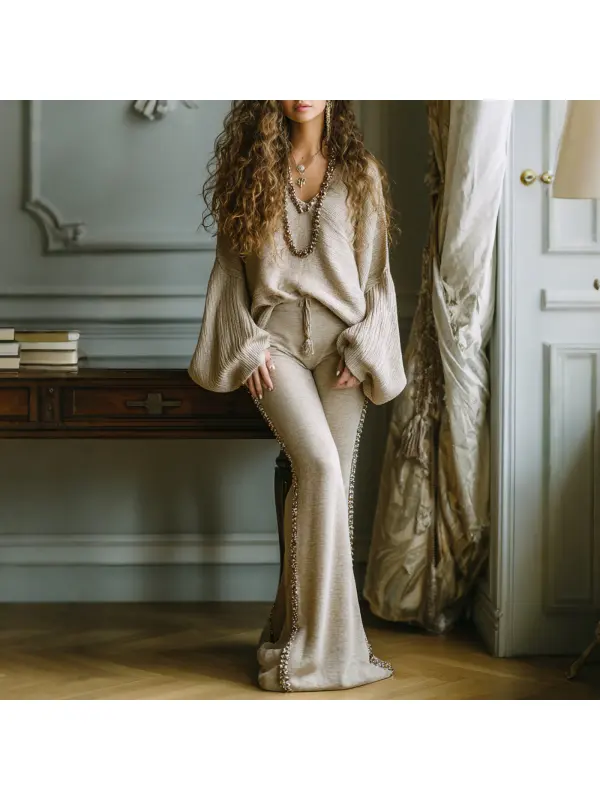 Women's Elegant Long-sleeved Trousers Suit Casual Loose And Comfortable Home Comfort Suit - Hoplady.chimpone.com 