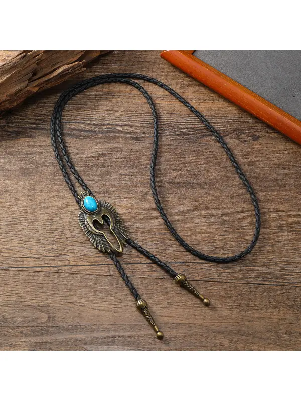 Leather Braided Rope Alloy Accessories Turquoise Pendant Western Style Tie Rope - Hoplady.chimpone.com 