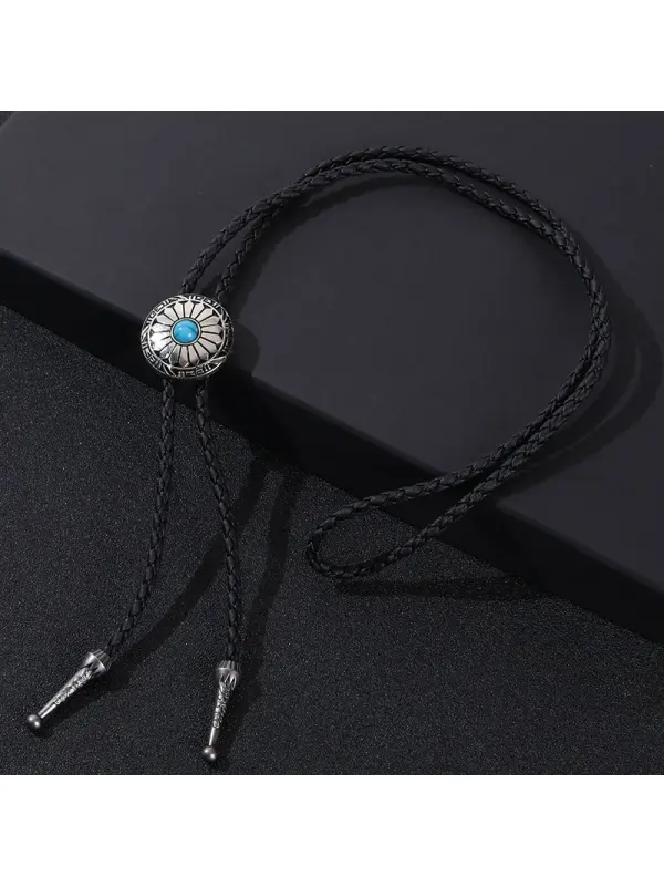 Adjustable Enamel Western Bolo Tie Alloy Pendant Bow Tie Rope Bolo Tie Vintage Turquoise Necklace - Hoplady.chimpone.com 