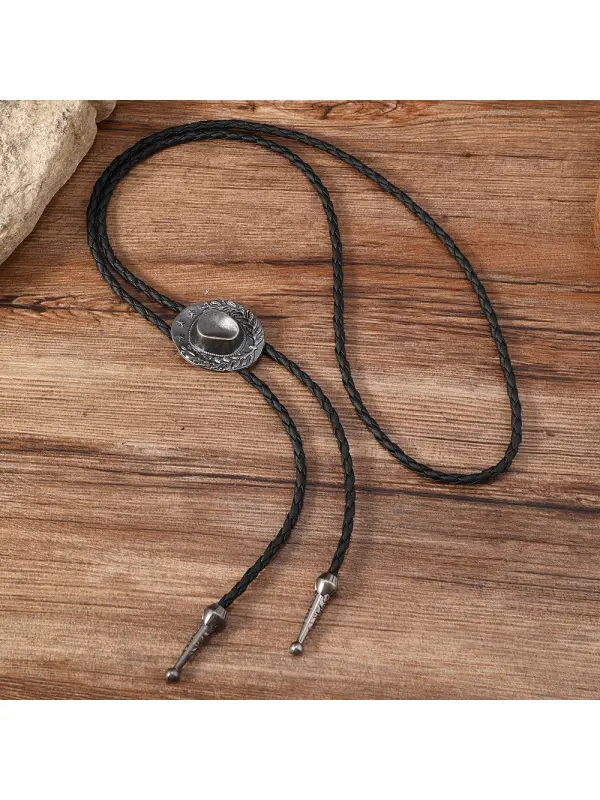 Western Cowboy Bolo Rope Tie Vintage Alloy Cowboy Hat Sweater Chain Necklace - Hoplady.chimpone.com 