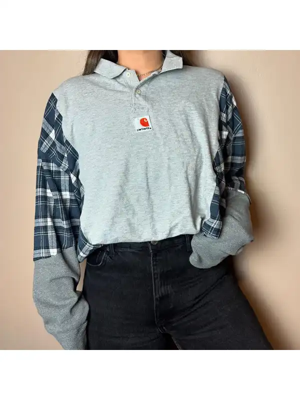 Custom Casual Paneled Flannel Plaid Shirt - Hoplady.chimpone.com 