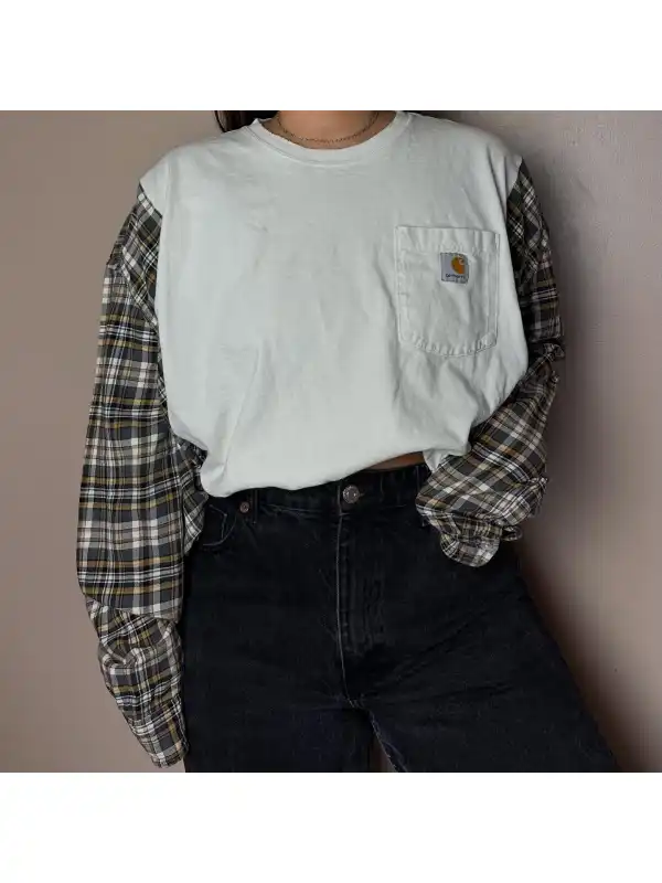 Custom Casual Paneled Flannel Shirt - Hoplady.chimpone.com 