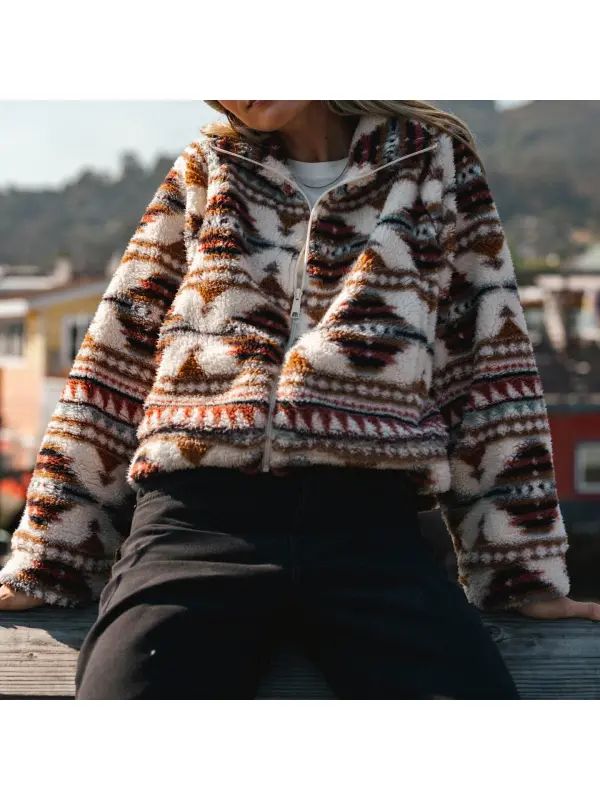 Western Ethnic Style High Pile Wool Cropped Jacket - Hoplady.chimpone.com 