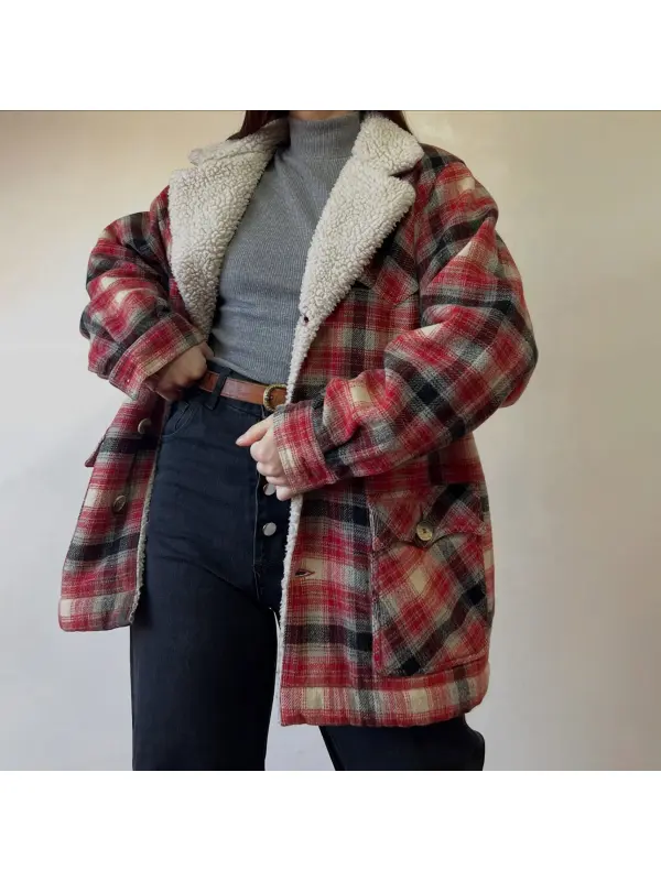 Women's Retro Plaid Fleece Warm Jacket - Hoplady.chimpone.com 