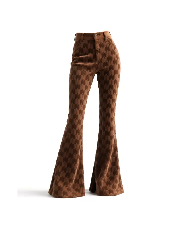 Retro Western Plaid Flared Wide-Leg Pants - Hoplady.chimpone.com 