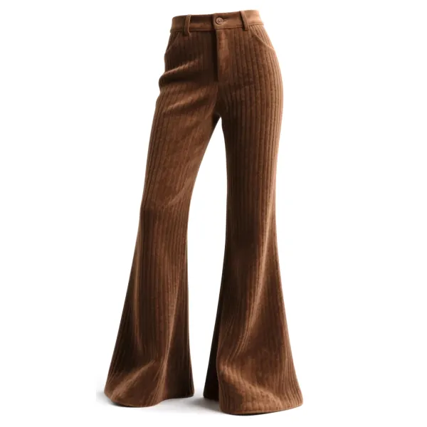 Retro Western Style Vertical Striped Flared Wide-leg Pants - Upgradecool.com 