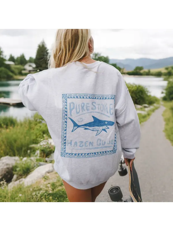Pure Stoke Shark Crewneck Sweatshirt - Hoplady.chimpone.com 