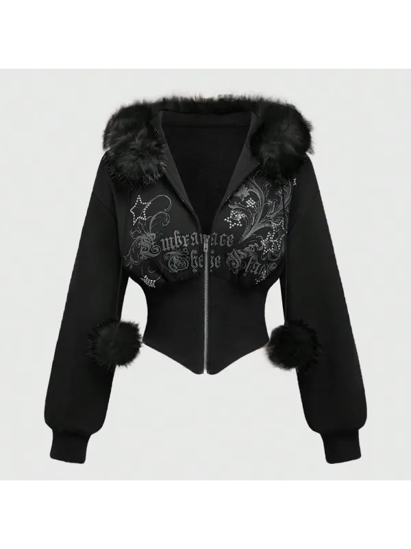 Women's Dark Design Cropped Hoodie - Hoplady.chimpone.com 