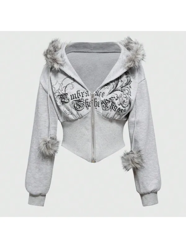 Dark Print Zip-Up Hoodie - Hoplady.chimpone.com 