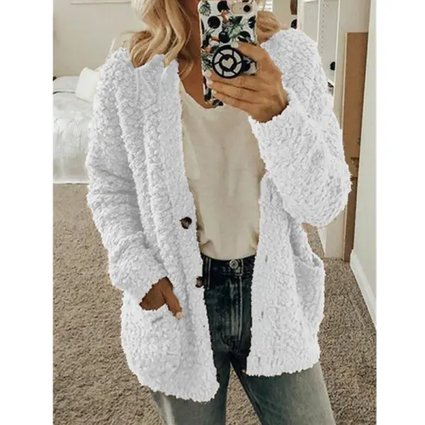 Women's Casual Round Neck Long Sleeve Loose Cardigan - Leanarea.chimpone.com 