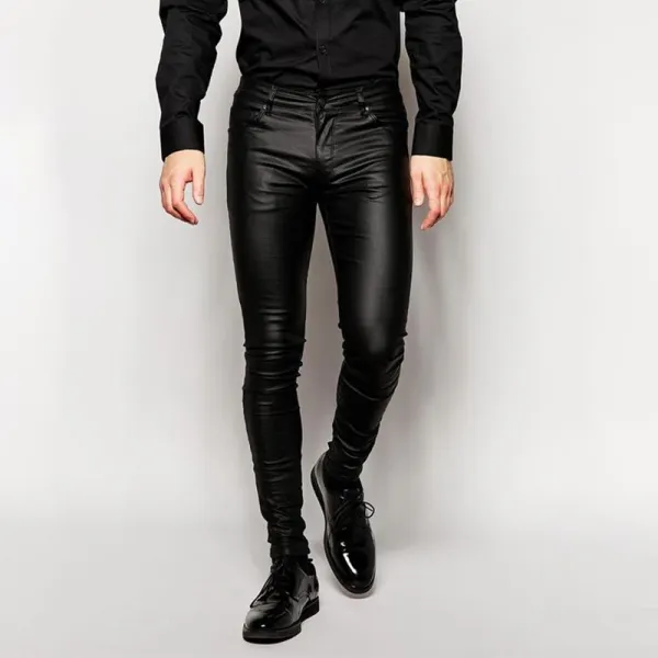 Personalized Rock Skinny Matte Leather Pants - Keymimi.com 