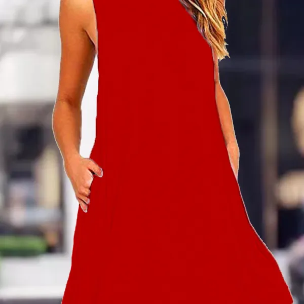 Casual Solid Color Round Neck Dress - Kalesafe.com 