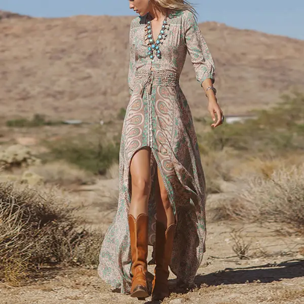 Ladies Chic Chiffon Dress With Sexy Sleeve Print - Kalesafe.com 