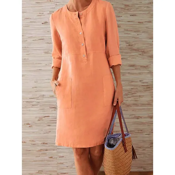 Loose Cotton-linen Vintage Long-sleeved Dress - Honeylop.chimpone.com 