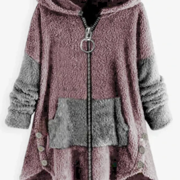 Contrasting Hooded Zipper Warm Coat - Kalesafe.com 