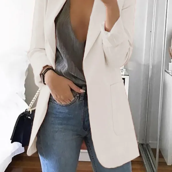 Fashion Pure Colour Long Sleeve Bodycon Blazer - Leanarea.chimpone.com 