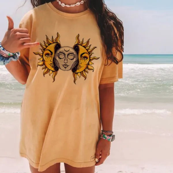 Fashion Casual Sun-moon Tee - Leanarea.chimpone.com 