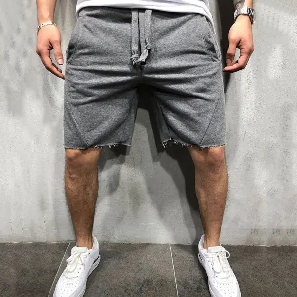 Casual Loose Plain Elastic Waist Shorts - Menilyshop.com 