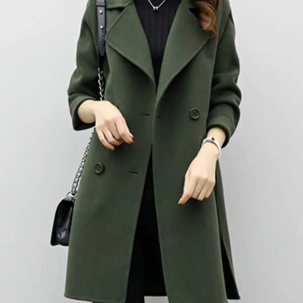 Lapel  Double Breasted  Plain Coats - Leanarea.chimpone.com 