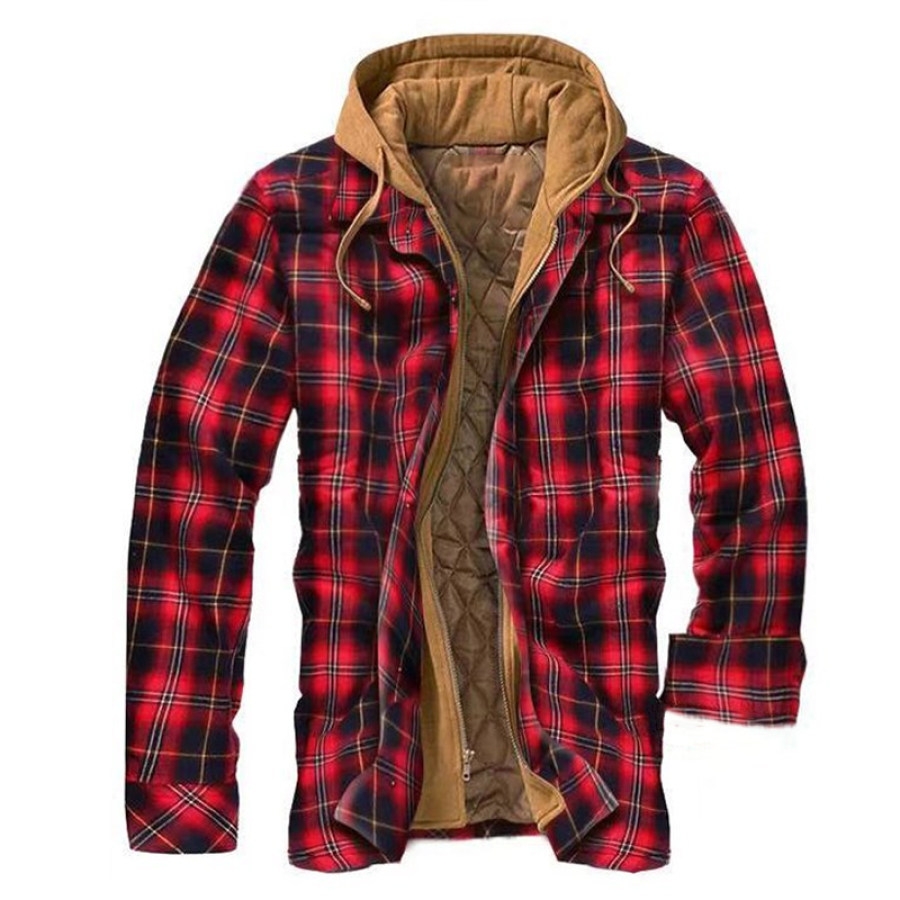 

Mens Winter Plaid Thick Casual Jacket