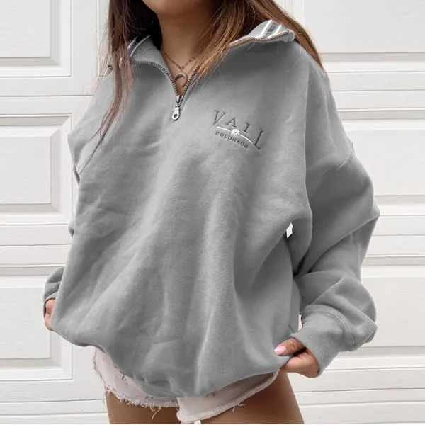 Womens Casual Standing Collar Loose Sweatshirt - Honeylop.chimpone.com 