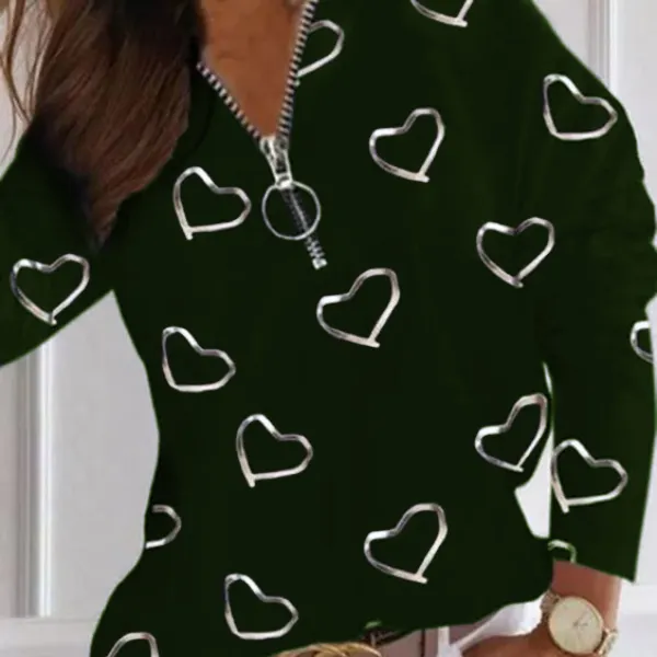 V-neck love gilt printed sweatshirt - Styletaken.chimpone.com 