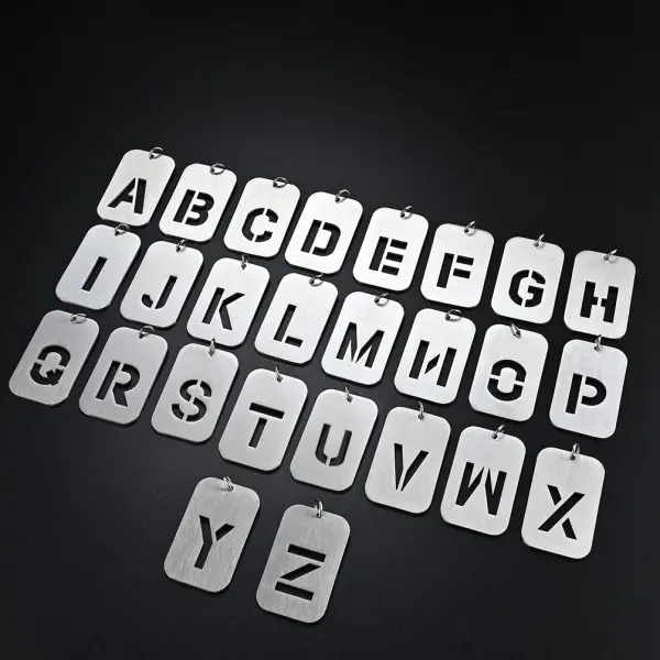 Surname Name English Letters Hollow Air Force Brand Nameplate Necklace Male Pendant Simple Men And Women Couples - Keymimi.com 