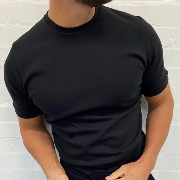 Solid color round neck T-shirt - Bustalent.com 